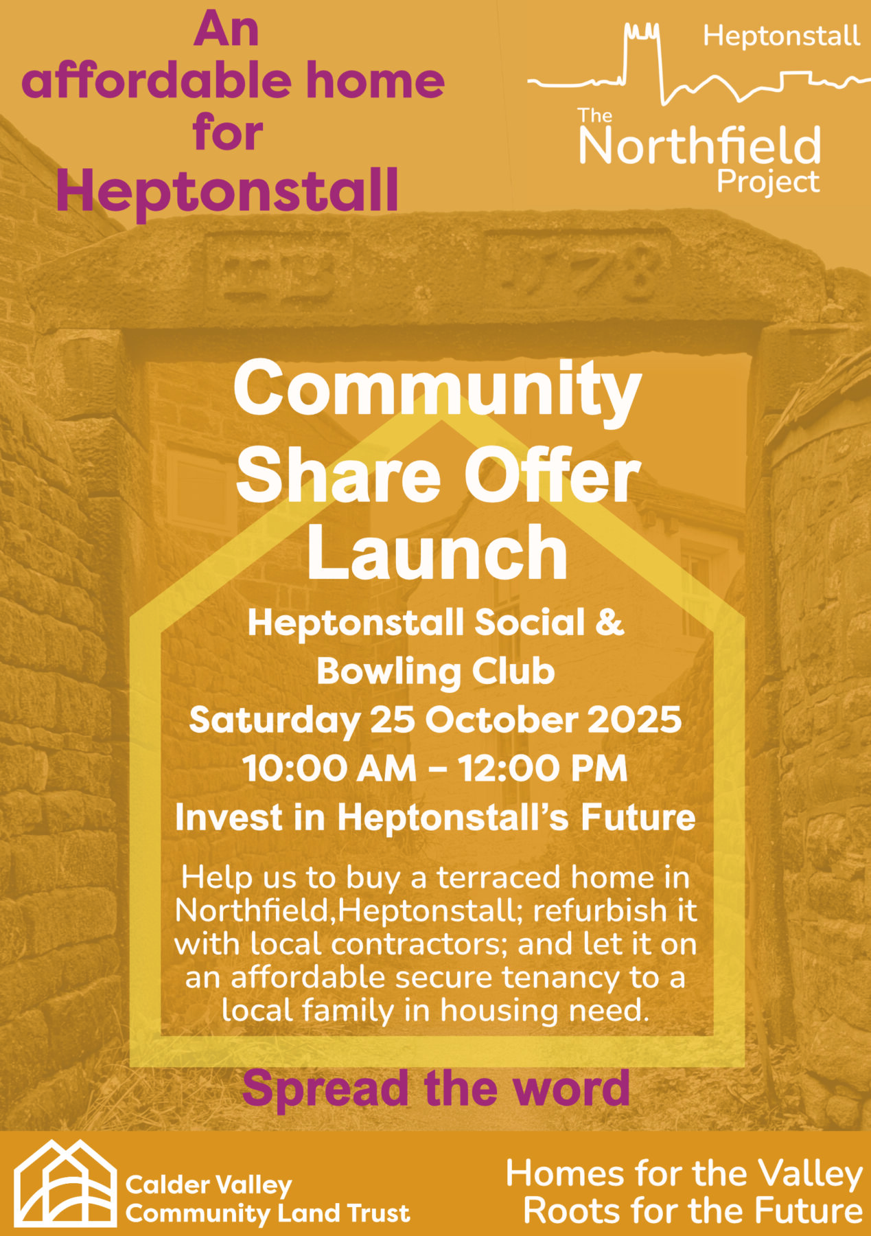 Northfield Heptonstall community share offer launch flyer