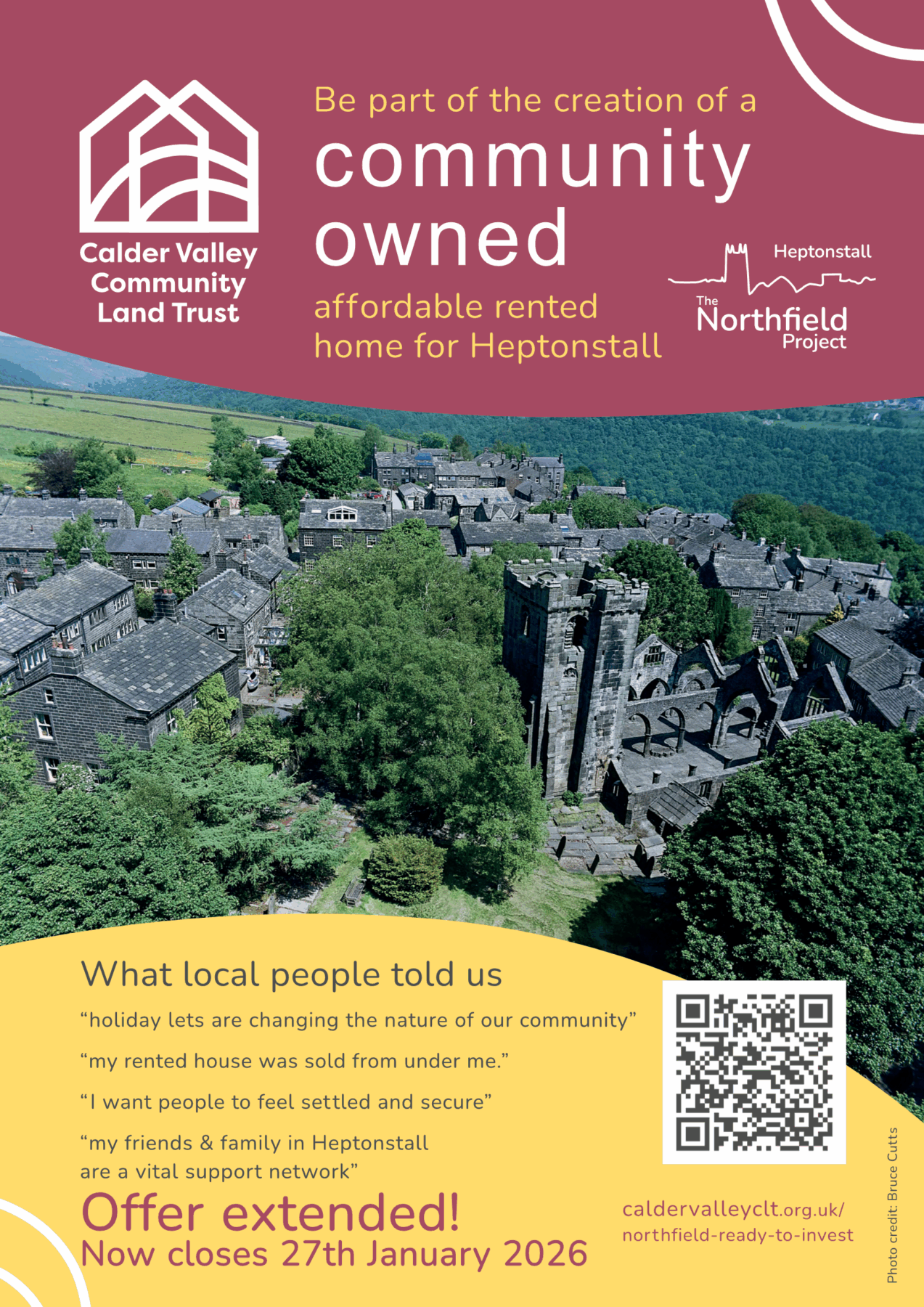 CVCLT Northfield leaflet cover extended close Jan 26 Northfield Heptonstall community share offer launch