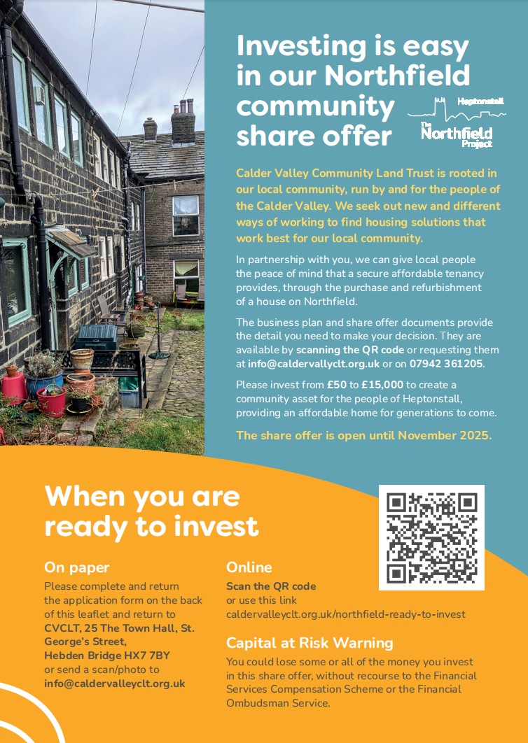 NF leaflet pg 2 Northfield community share offer create a community owned home in Heptonstall